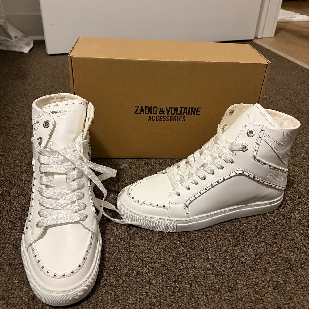 Zadig & Voltaire White Studded High Top Sneakers